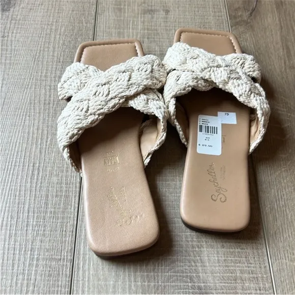 NWOT Seychelles Anthropologie Level Up Neutral Woven Sandals Sz 9.5