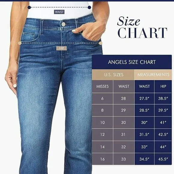 NWT Angels Women's High Rise Tummy Toner Skinny Ankle Jeans