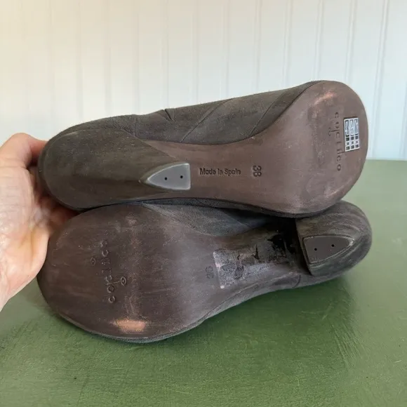 NWT Coclico PIRAN Peep Toe Heels in Slate Gray Suede *Spain*