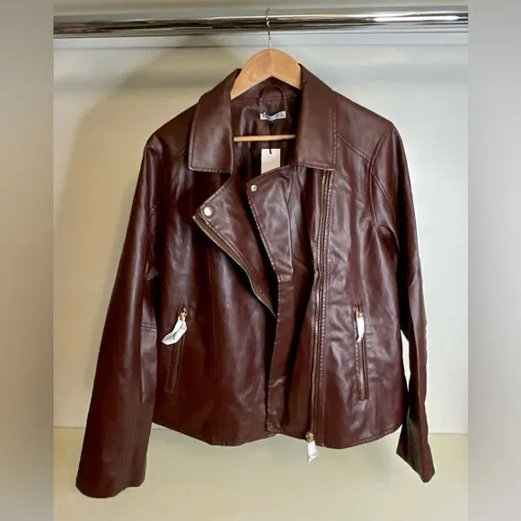 NWT DEX Faux Leather Moto Jacket - XL