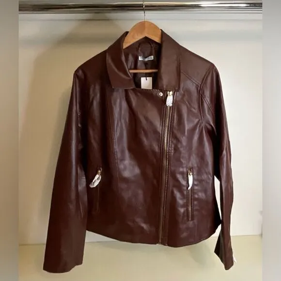 NWT DEX Faux Leather Moto Jacket - XL