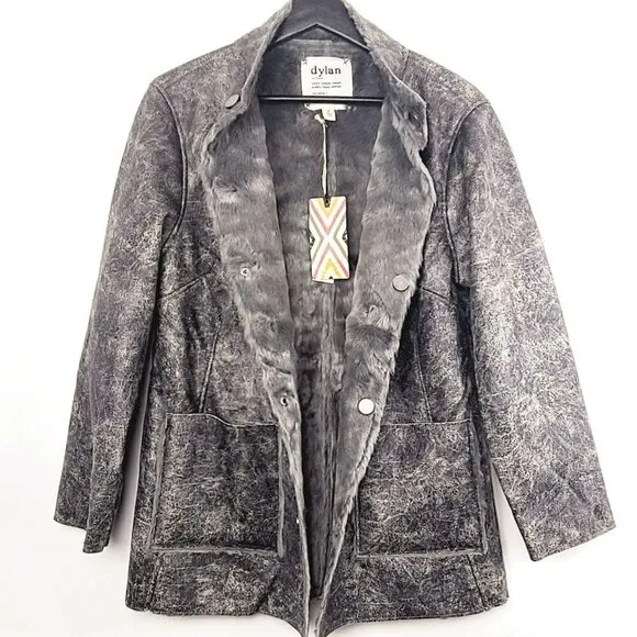 NWT Dylan Reversible Vintage Look Soft Faux Leather Fur Coat Jacket