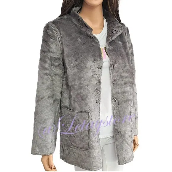 NWT Dylan Reversible Vintage Look Soft Faux Leather Fur Coat Jacket
