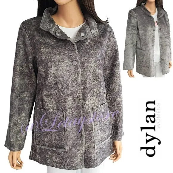 NWT Dylan Reversible Vintage Look Soft Faux Leather Fur Coat Jacket