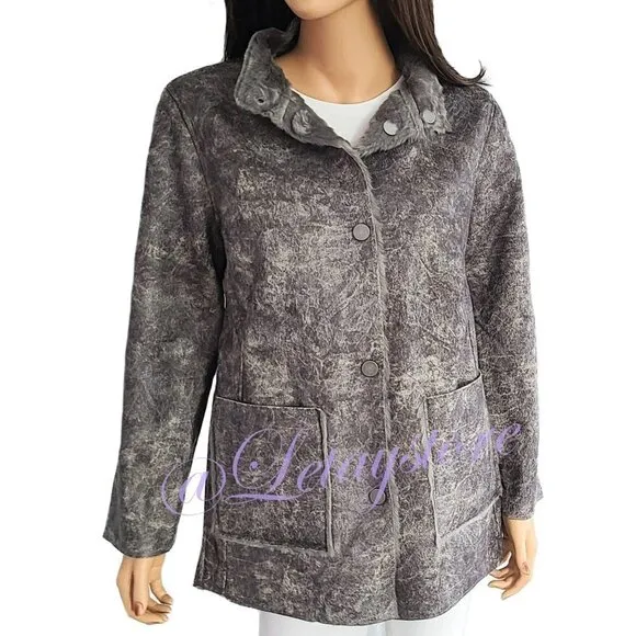 NWT Dylan Reversible Vintage Look Soft Faux Leather Fur Coat Jacket