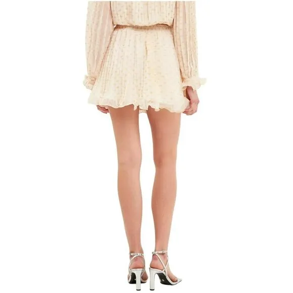 NWT ENDLESS ROSE Women's High Waist Dot Pleated Mini Skirt