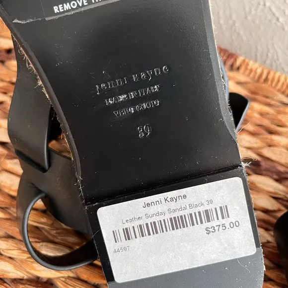 NWT Jenni Kayne Sunday Leather Espadrille Sandals in Black Size 39 EU/US 9