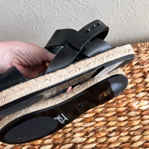 NWT Jenni Kayne Sunday Leather Espadrille Sandals in Black Size 39 EU/US 9