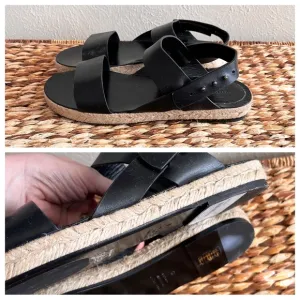 NWT Jenni Kayne Sunday Leather Espadrille Sandals in Black Size 39 EU/US 9