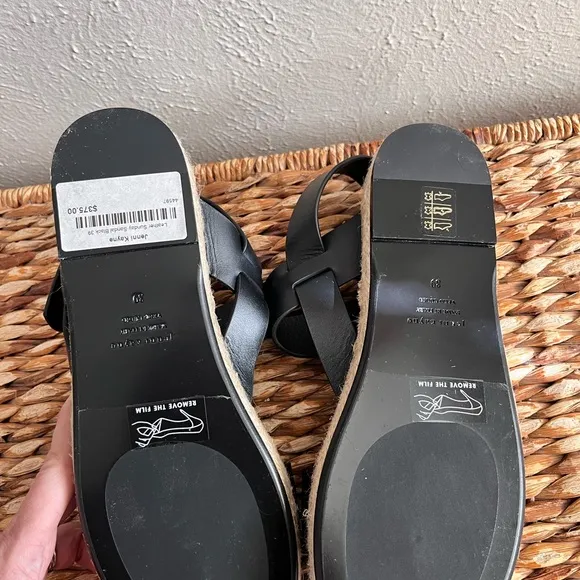 NWT Jenni Kayne Sunday Leather Espadrille Sandals in Black Size 39 EU/US 9