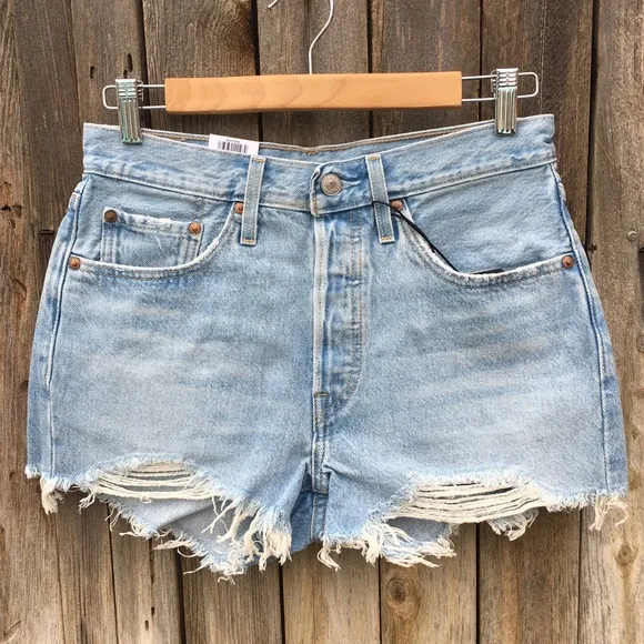 NWT Levi’s 501 High Rise Cutoff Denim Shorts Cotton Luxor Heat 27