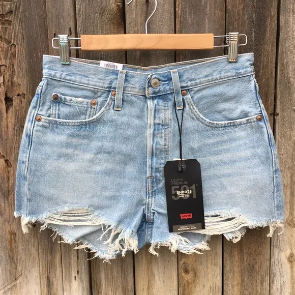 NWT Levi’s 501 High Rise Cutoff Denim Shorts Cotton Luxor Heat 27