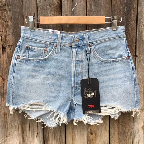 NWT Levi’s 501 High Rise Cutoff Denim Shorts Cotton Luxor Heat 27