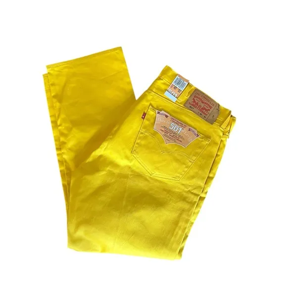 NWT Levis 501 Yellow Jeans Men’s Original Button Fly Size 40 X 30 Rare