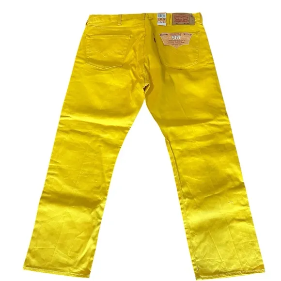 NWT Levis 501 Yellow Jeans Men’s Original Button Fly Size 40 X 30 Rare