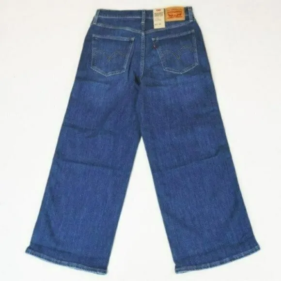 NWT LEVIS Mile High Rise Wide Leg Red Side Pipe Cropped Jeans