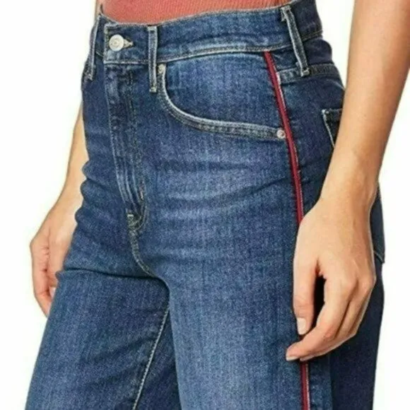 NWT LEVIS Mile High Rise Wide Leg Red Side Pipe Cropped Jeans