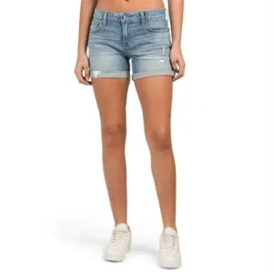 NWT Lucky Brand Women's High Rise The Roll Up Distressed Denim Shorts