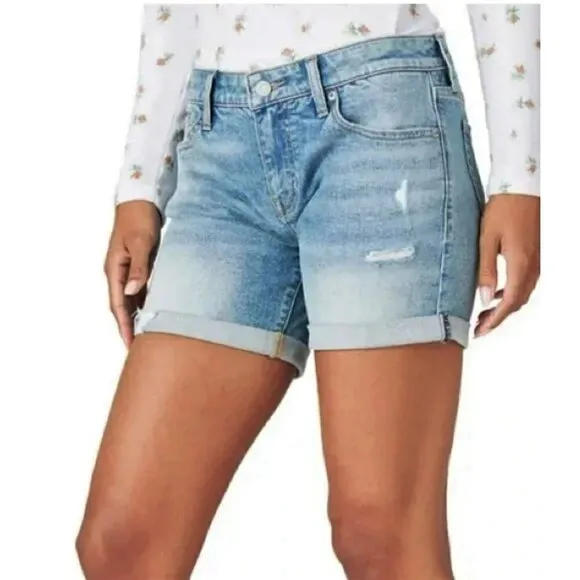 NWT Lucky Brand Women's High Rise The Roll Up Distressed Denim Shorts