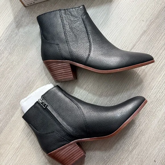 NWT Madewell The Western Boot in Leather Ankle Boots Black Size 8 Cowboy