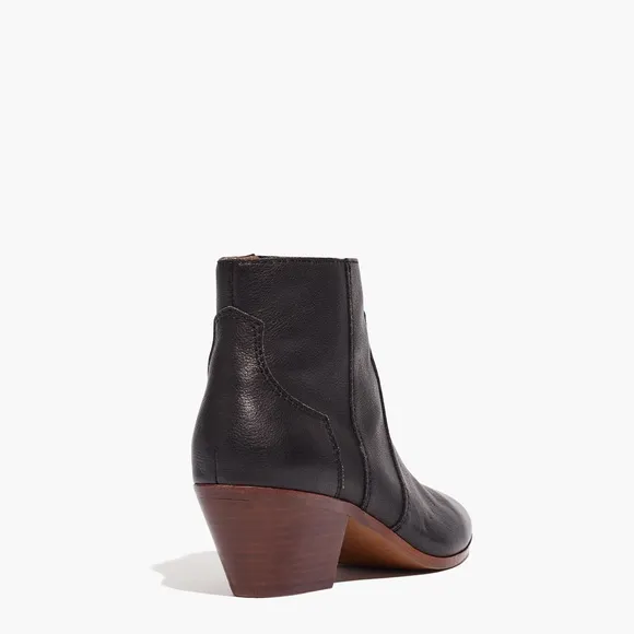 NWT Madewell The Western Boot in Leather Ankle Boots Black Size 8 Cowboy