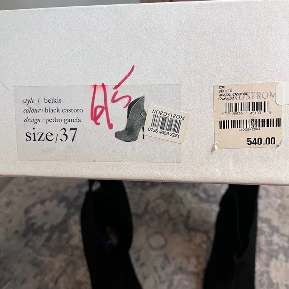 NWT Pedro Garcia Belkis Suede Heels Black Foldover Top 37 7