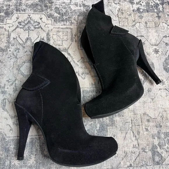NWT Pedro Garcia Belkis Suede Heels Black Foldover Top 37 7