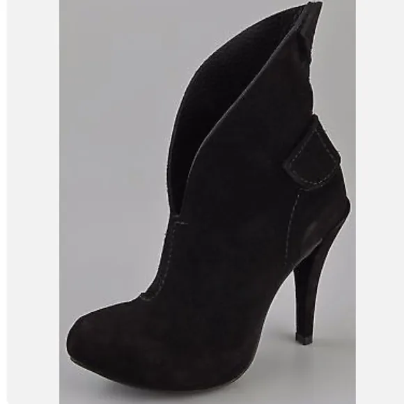 NWT Pedro Garcia Belkis Suede Heels Black Foldover Top 37 7