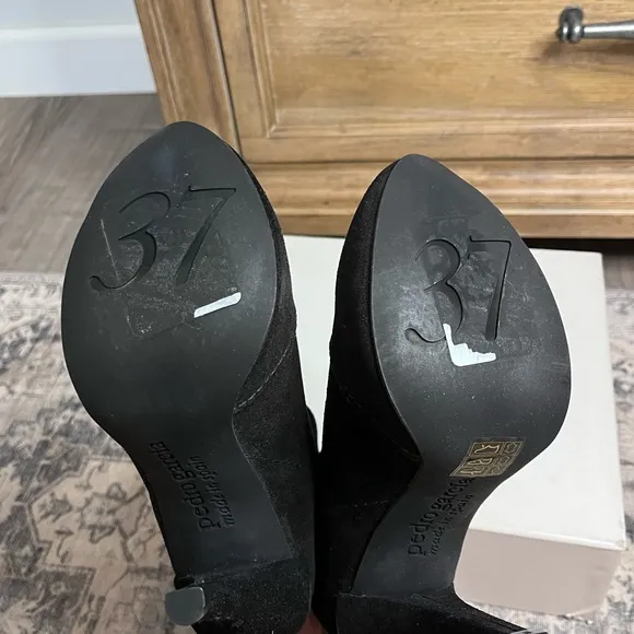 NWT Pedro Garcia Belkis Suede Heels Black Foldover Top 37 7