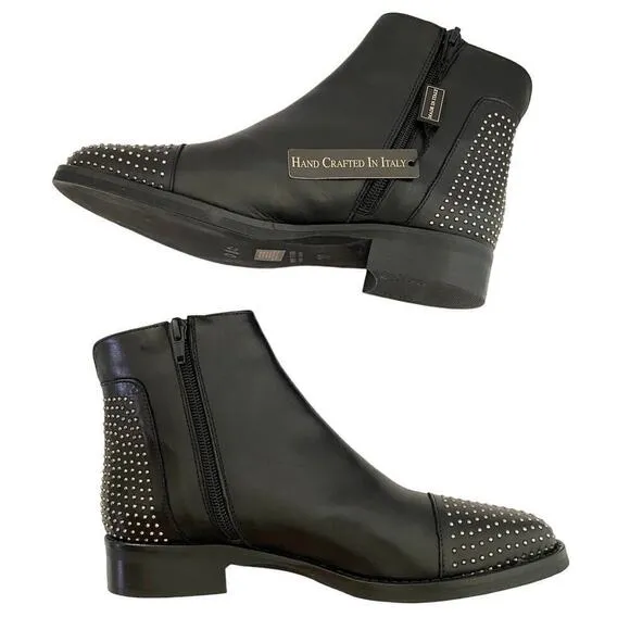 NWT Stella Monelle Black Studded Boots with Zipper Closure - Size 38 / 7.5
