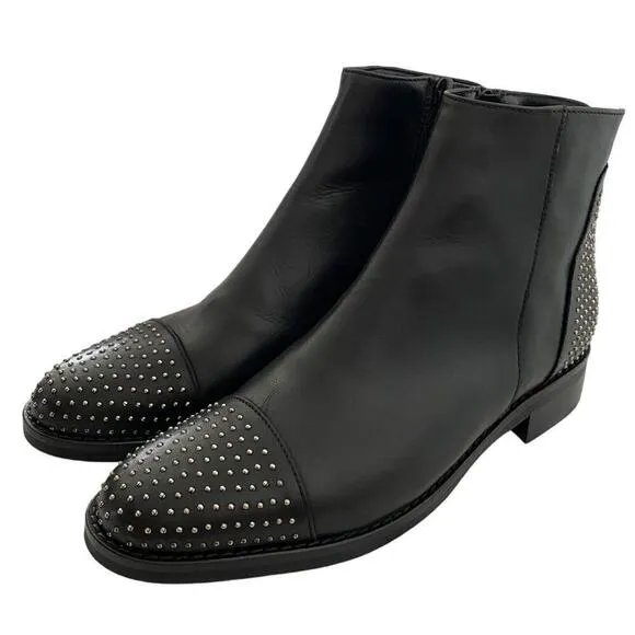 NWT Stella Monelle Black Studded Boots with Zipper Closure - Size 38 / 7.5