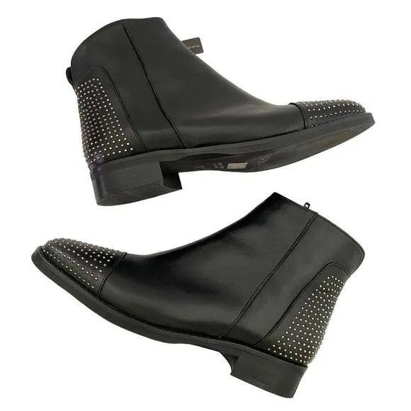 NWT Stella Monelle Black Studded Boots with Zipper Closure - Size 38 / 7.5