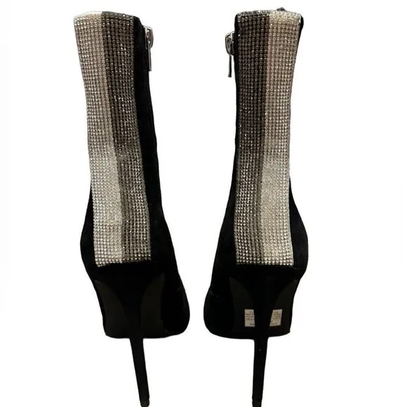 NWT Steve Madden Black Suede Boots with Rhinestone Back