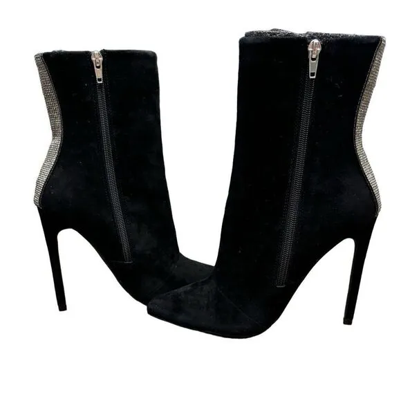 NWT Steve Madden Black Suede Boots with Rhinestone Back