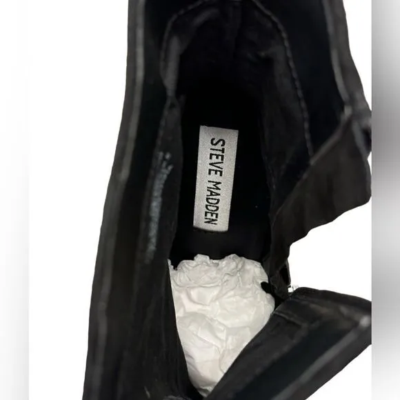 NWT Steve Madden Black Suede Boots with Rhinestone Back