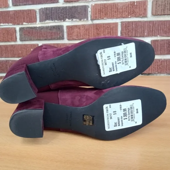 NWT Stuart Weitzman 'Gillian' Knee High Genuine Suede Heeled Boots in Burgundy