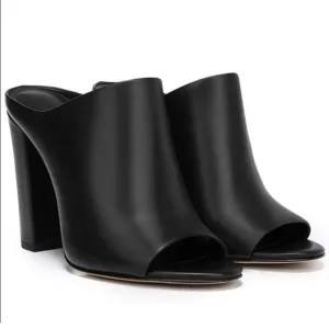 NWT Vince Alora Black Leather Mules Sz 7.5