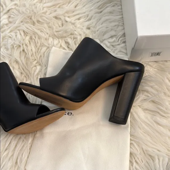 NWT Vince Alora Black Leather Mules Sz 7.5