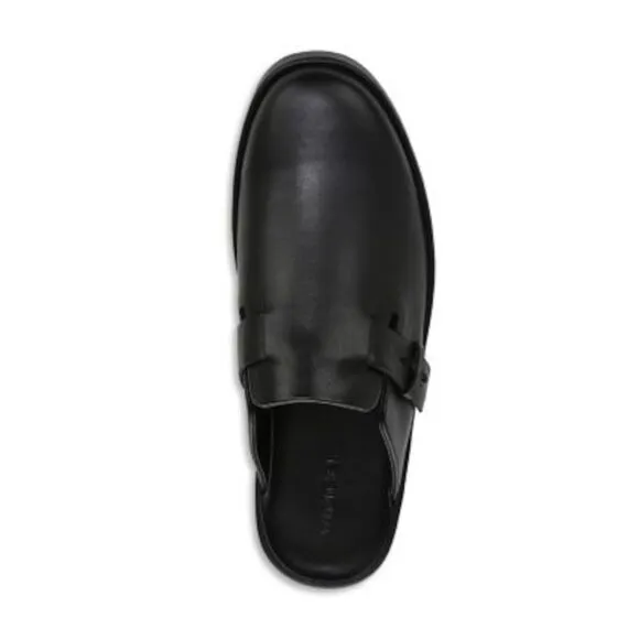 NWT VINCE. Mens Black Essex Round Toe Slip On Leather Clogs Shoes 8 M