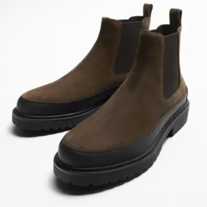 NWT Zara Genuine Suede Chelsea Ankle Boots Size 12