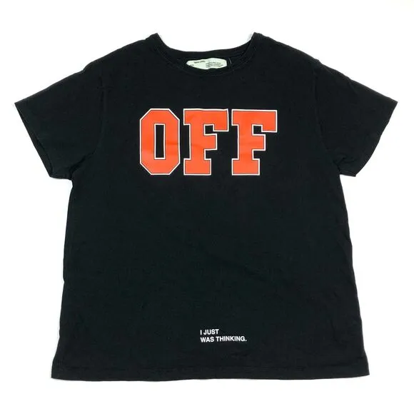 Off White Orange Block Logo Black Tee T Shirt size Medium M Designer mens B1