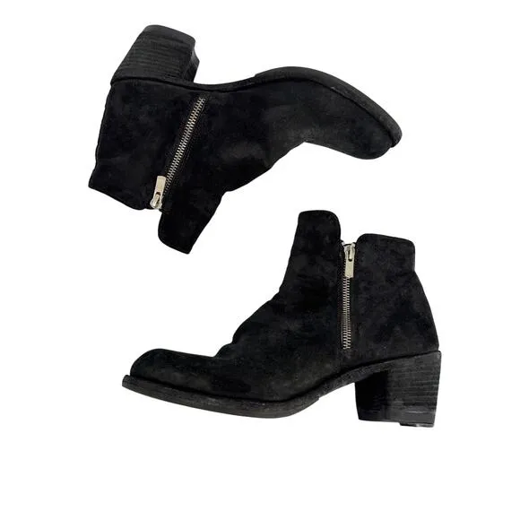 Officine Generale Boots Agnes Stacked Heel Suede Leather Ankle Boot EU 39