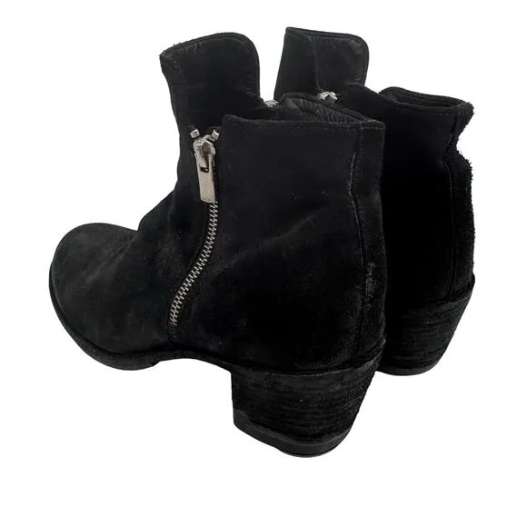 Officine Generale Boots Agnes Stacked Heel Suede Leather Ankle Boot EU 39