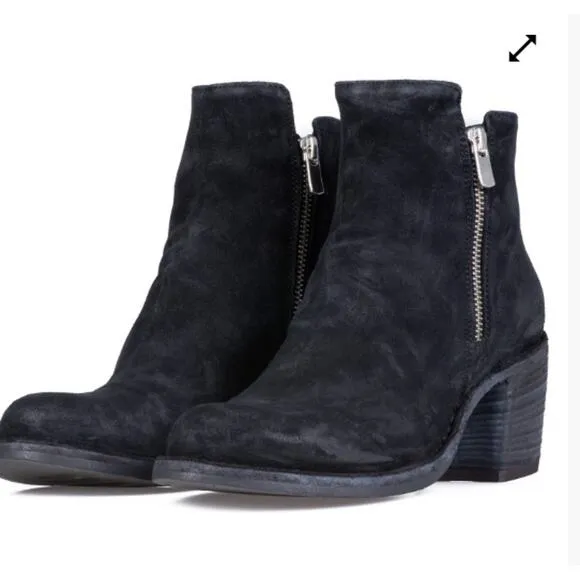 Officine Generale Boots Agnes Stacked Heel Suede Leather Ankle Boot EU 39