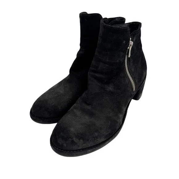 Officine Generale Boots Agnes Stacked Heel Suede Leather Ankle Boot EU 39