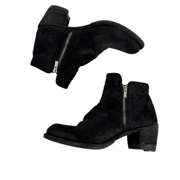 Officine Generale Boots Agnes Stacked Heel Suede Leather Ankle Boot EU 39