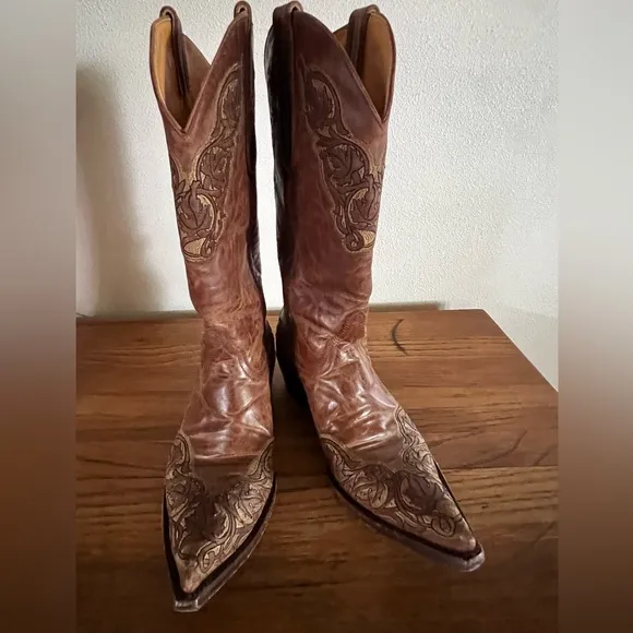 Old Gringo Cowboy Western Brown Leather Cowboy Boots with Embroidery Size 8