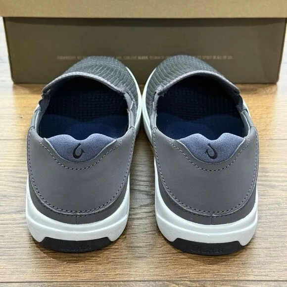 OluKai Lae Ahi Shoes Mens‎ 8 Breathable Slip On Pavement Grey NEW WITH BOX