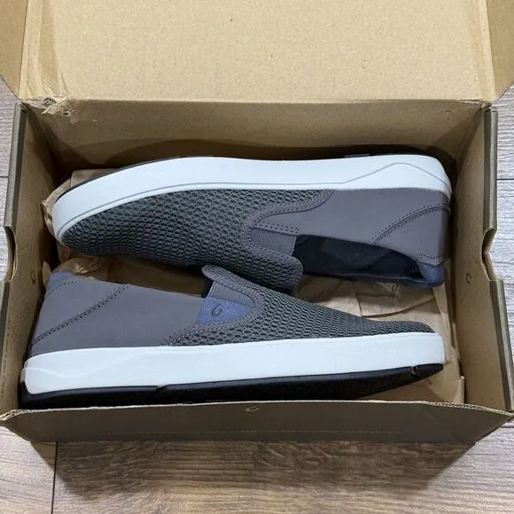 OluKai Lae Ahi Shoes Mens‎ 8 Breathable Slip On Pavement Grey NEW WITH BOX