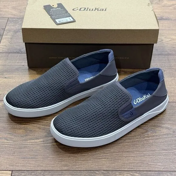 OluKai Lae Ahi Shoes Mens‎ 8 Breathable Slip On Pavement Grey NEW WITH BOX